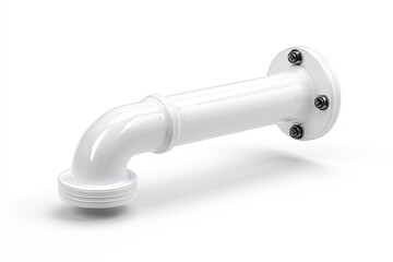 White, right-angle pipe fitting with flanges