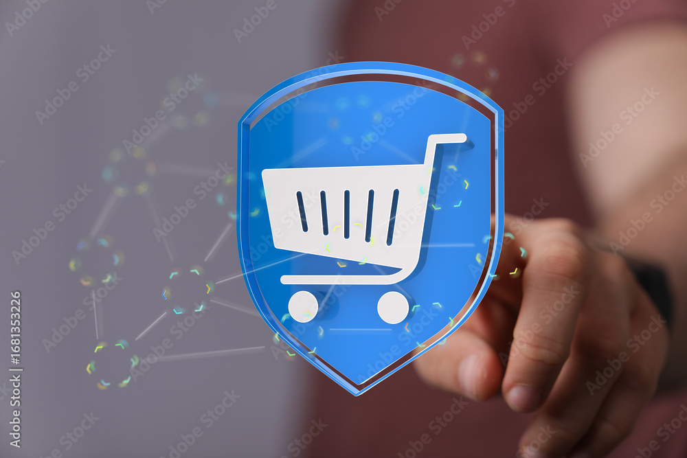Poster safe and secure online shopping experience. protected transactions.