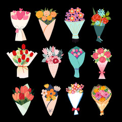 design stickers with the theme of bouquet flowers
