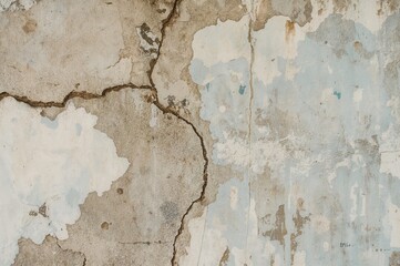 Fototapeta premium Fragment of aged concrete wall with painted stucco texture, abstract design pattern, vintage grunge color background