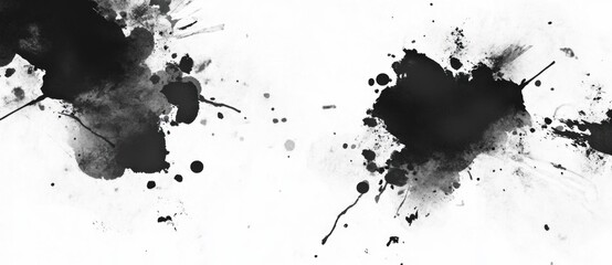 Obraz premium Black ink splatters form art on white