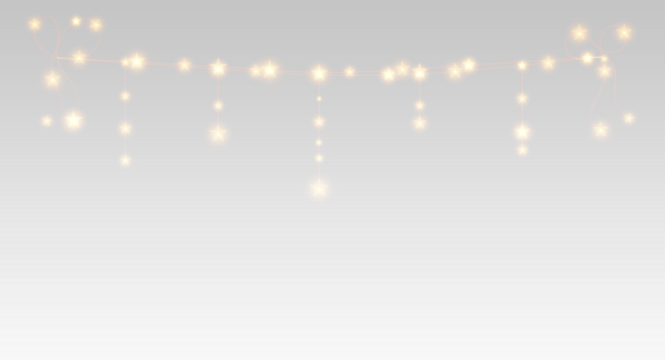 Transparent PNG. Golden festoon lights in glowing style for winter celebration.