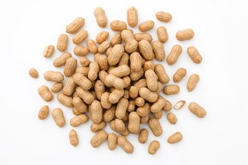 Shelled and Unshelled Peanuts Displayed on White Surface