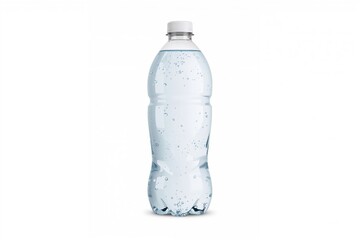 Fototapeta premium Single plastic bottle filled with clean water on a white background
