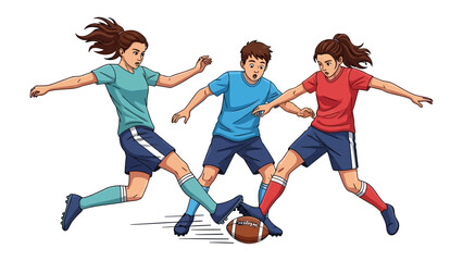 Dynamic Soccer Action: A vibrant illustration of soccer players in a competitive game, embodying teamwork and the thrill of the sport.