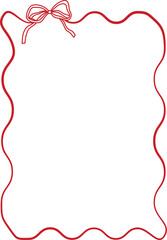 Simple Wavy Square Ribbon Border with Small Bow