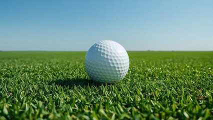 Obraz premium Bright green grass with a pristine white golf ball