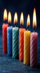 Birthday Candles Multicolor Row Elegant Blue