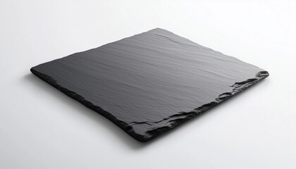 Elegant Dark Black Slate Rectangle Board Plate On A White Background With Stunning Ure To Easily Insert. Perfect For Showcasing Dishes.