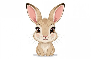 Obraz premium Cartoon illustration of a rabbit hare on a white backdrop, isolated vector