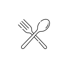Fork and Spoon Icon Vector Outline Style Isolated Design