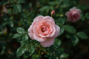 Blush-colored flower blooming outdoors