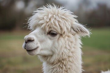 Obraz premium Discover the graceful Suri alpaca, adorned with smooth, cascading wool and a calm expression, embodying nature's finest charm. An emblem of heritage, strength, and comfort.