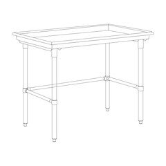 Isometric Line Art Industrial Table – Metal Frame Workbench Illustration
