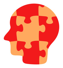 Human head is assembled from puzzles. Intellect, intelligence, logic and thinking, illustration