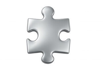 Obraz premium Metallic puzzle piece on a transparent background symbolizing problem-solving, strategy, and teamwork