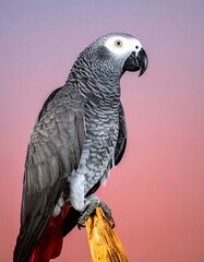Obraz premium Grey parrot perched on branch