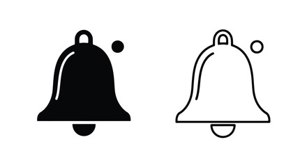 Two bell icons one solid black one outline for notifications alerts and messaging
