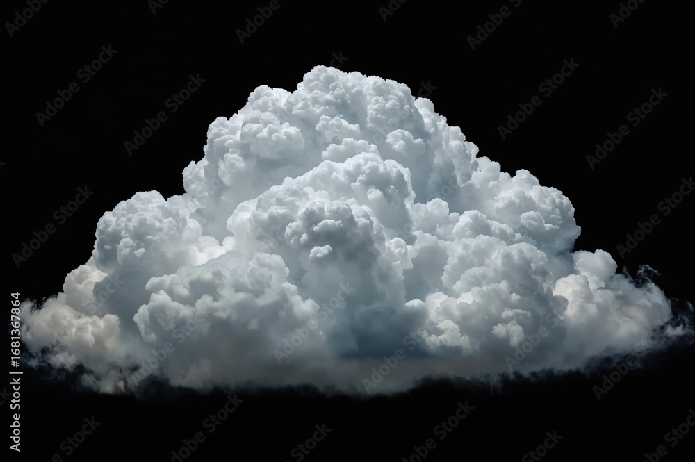 Poster a cluster of white clouds set against a dark background, created with generative ai technology