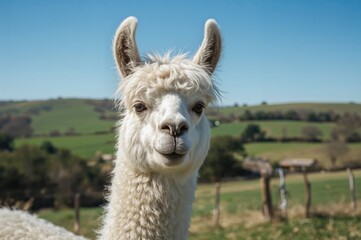 Obraz premium Close-up of a white mountain llama