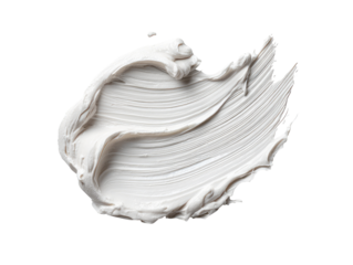 Abstract, creamy, off-white smear of a cosmetic or paint product.  A textured, irregular, slightly asymmetrical blob of substance