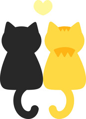 black and orange cat sitting in love