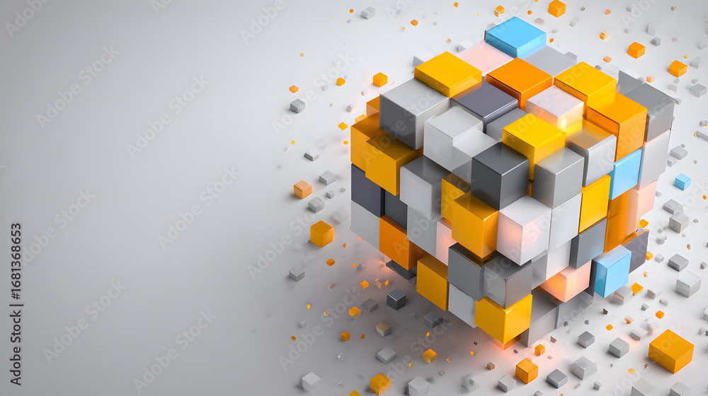 Poster abstract cube hexagon shap pattern innovative concep background