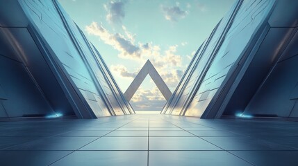 Fototapeta premium Advertising background of triangular structure