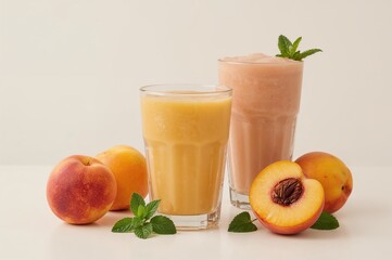 Fototapeta premium Mint-Infused Peach Smoothie and Juice Blend