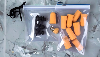Variety of Earplugs and Accessories in Clear Storage Bags