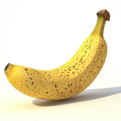 A single, ripe banana with brown spots