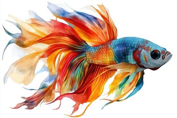 Fototapeta premium Watercolor Illustration of a Betta Fish