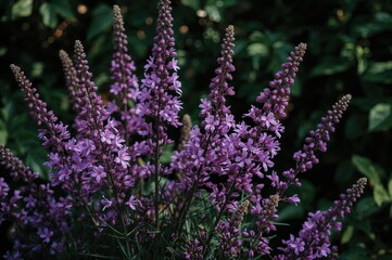 Obraz premium Green leaves surrounding violet blossoms