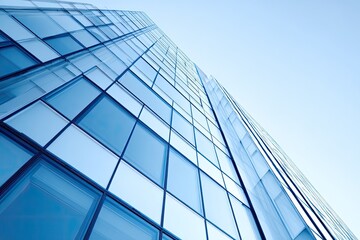 Modern skyscraper facade, angled upward view