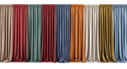 Row of textured curtains in various colors
