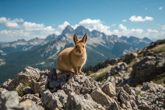 Pika on a Mountain Summit in a National Park - Powered by Adobe