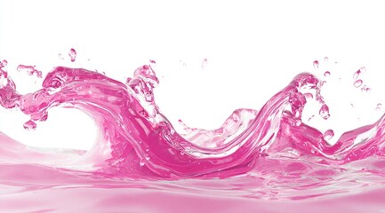 Fototapeta premium Pink liquid splashes and waves against white background