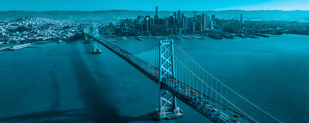 Compliance theme with aerial view of the Bay Bridge n San Francisco