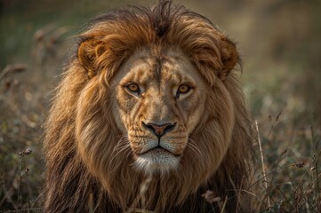 Fototapeta premium Close-up of a male lion's face
