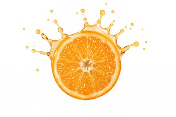 Sliced orange with juice splash on white background