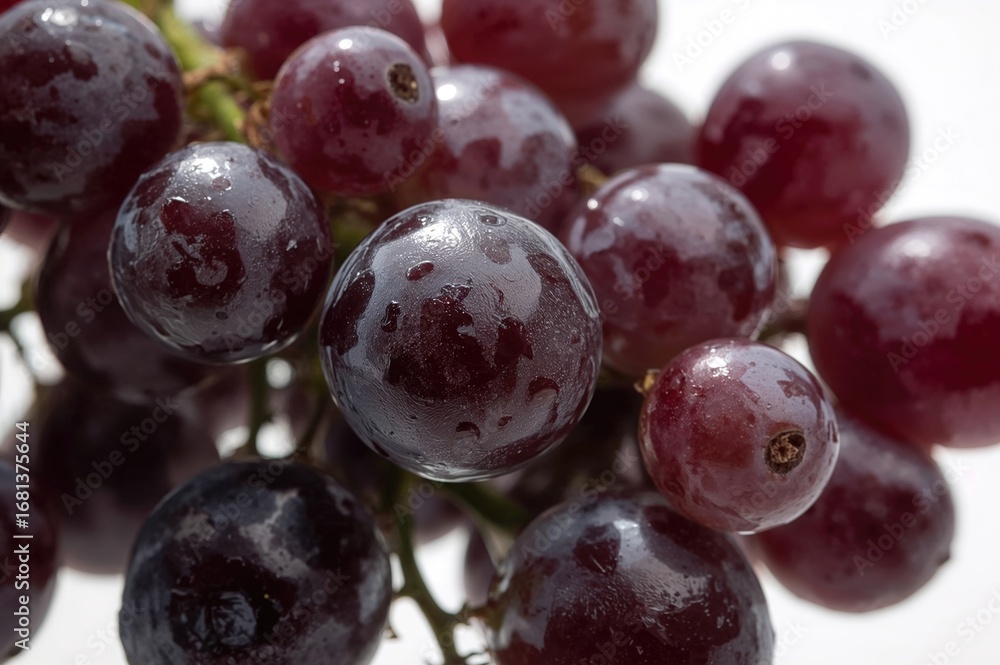 Poster isolated purple grape on a white backdrop with clipping path and full focus