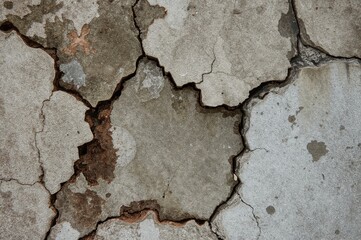 Obraz premium Close-up of a deteriorated concrete wall showing mold and damage, illustrating neglected architecture or maintenance issues.