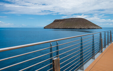Cruise Ship Railing at Daphne Major Island, Galapagos