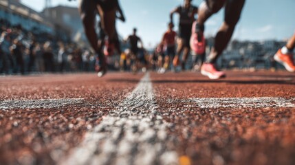 Runners Sprint Finish Line Track Race Competition