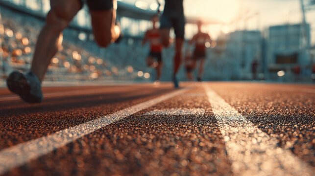 Runners Sprint Finish Line Close Up