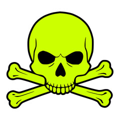 Black and Green Skull and Bones Crossbones Poison Icon