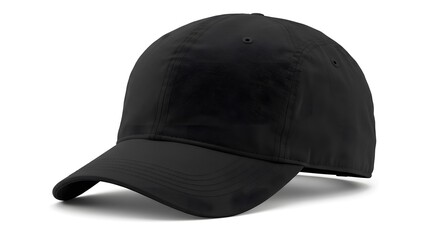 Fototapeta premium Classic Plain Black Baseball Cap Isolated on White Background for Sport, Casual Wear, and Custom Branding