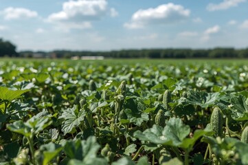 Growing natural cucumbers. Freshly harvested green cucumbers.