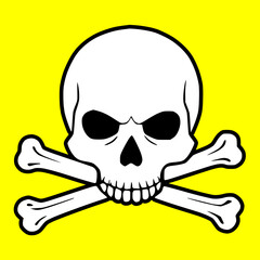 Black and Yellow Skull and Bones Crossbones Poison Icon