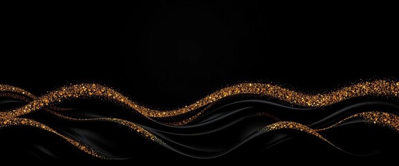 Luxurious black wavy background with golden glitter, perfect for award nomination ceremony,  black,  festive